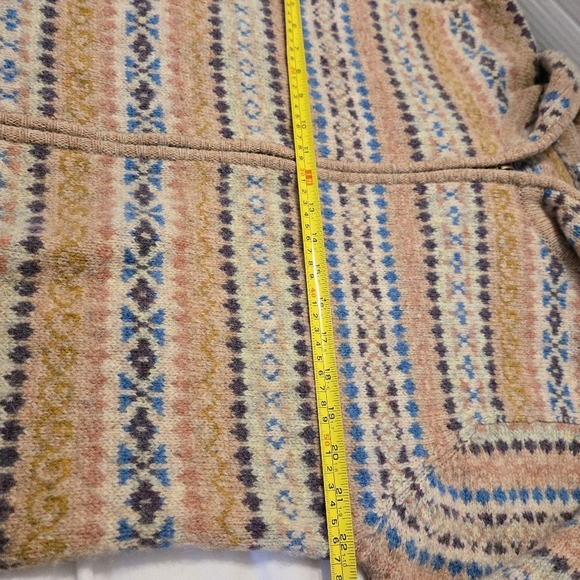 "Jamieson's Scottish Shetland Fair Isle Hoodie Crewneck Sweater Sz XL Pink Wool - Picture 8 of 9